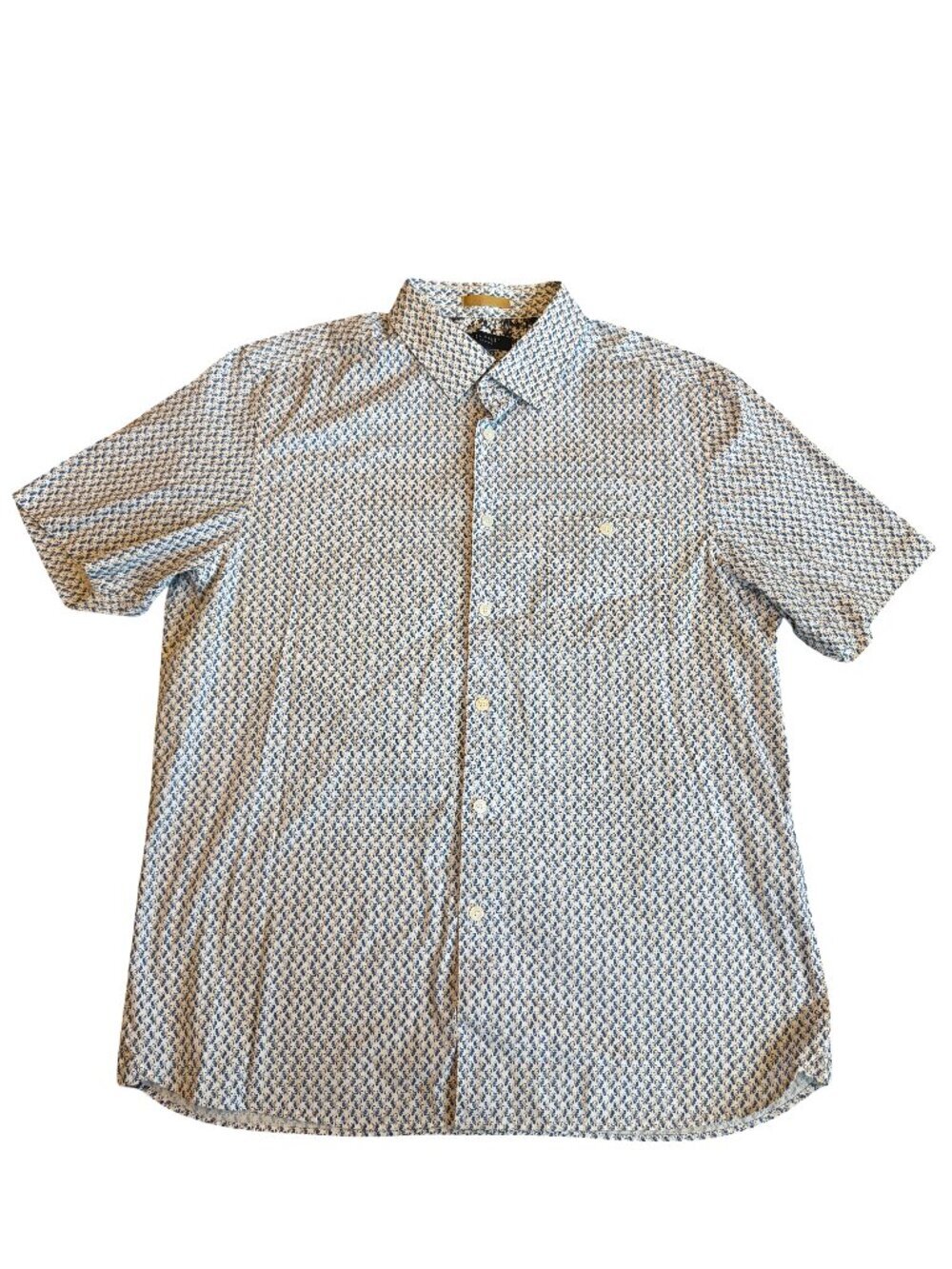 Ted Baker London Button-Down Shirt Short Sleeve Painted Lily Floral Size 5 / XL